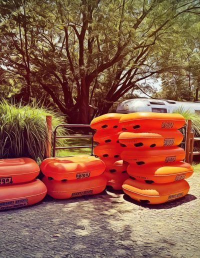 Cooler tubs for river tubing in Asheville, NC.