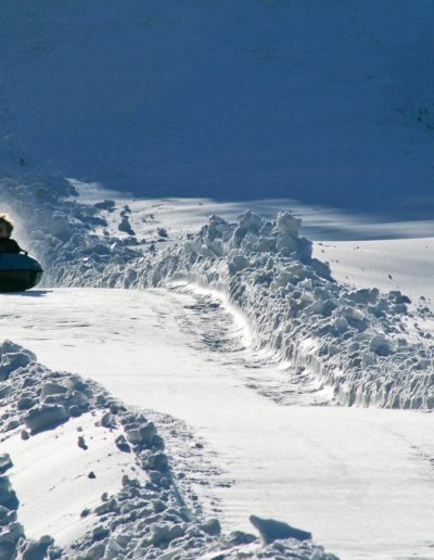 Boy snowtubing at Highlands Outpost near Greenville, SC.