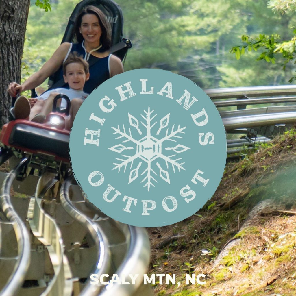 Woman and child on mountain coaster near Greenville, SC.