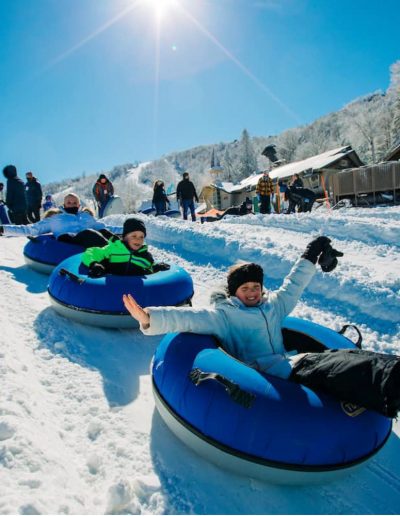 Snow tubing at ski resort in Boone, NC.