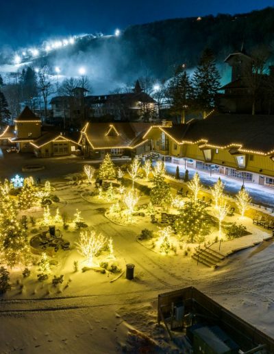 Christmas decorations at ski resort outside of Boone, NC.