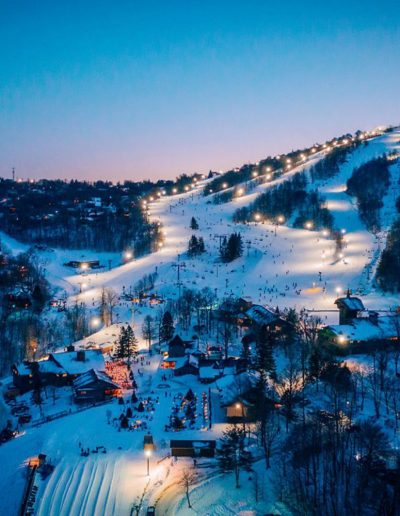 Ski and snowboard runs at ski resort in Beech Mountain, NC.