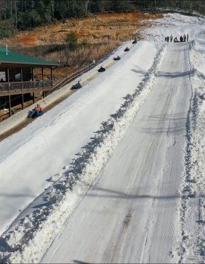 Snow tubing lanes at Black Bear Snow Tubing in Hendersonville, NC.