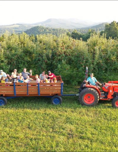 People on scenic hayride near Asheville, NC.