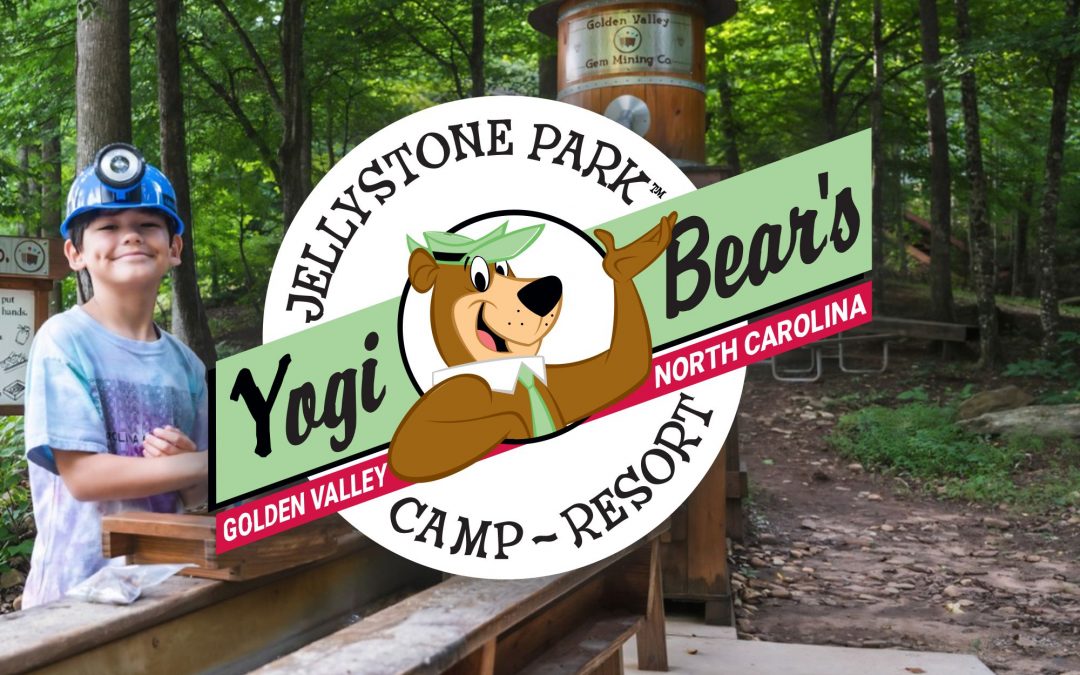 Kids doing gem mining at Yogi Bear Jellystone Park near Charlotte, NC.