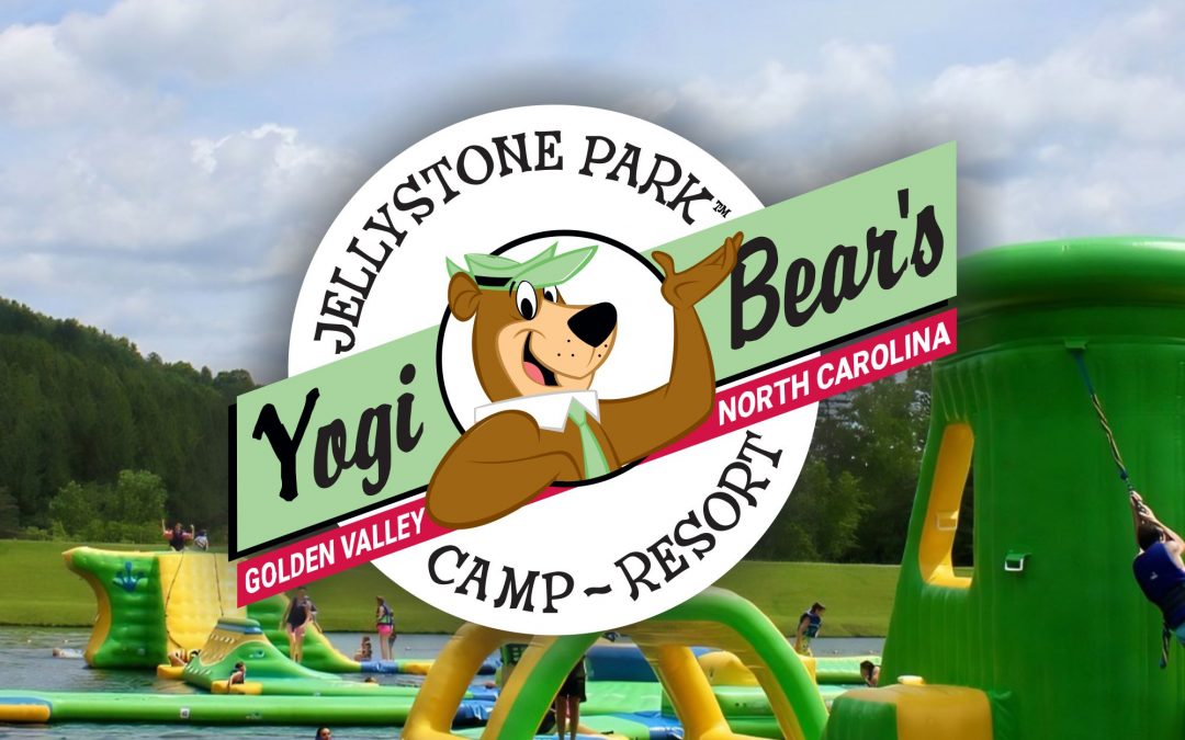Featured image for lake inflatable park at Yogi Bear campground in NC mountains.
