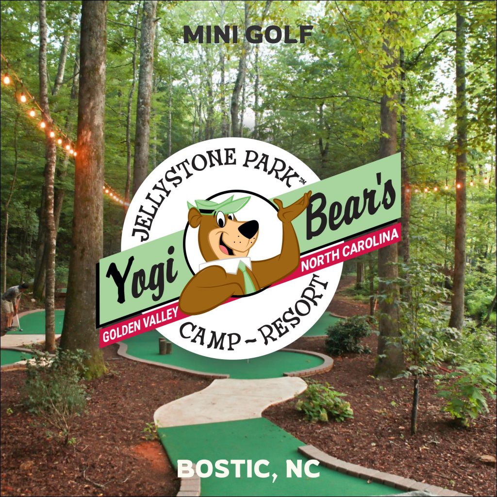 Outdoor mini golf course at Jellystone Park campground near Morganton, NC.