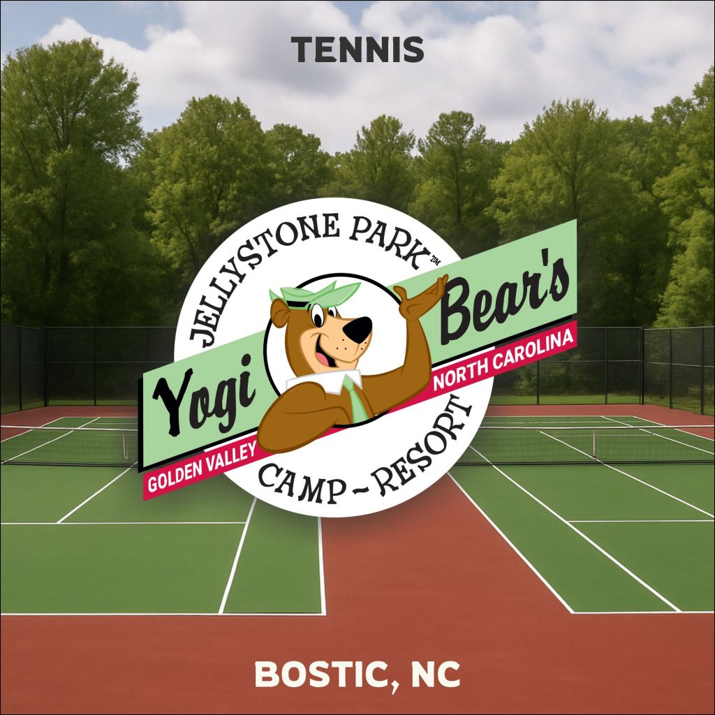 Featured image for tennis at Jellystone park near Hendersonville, NC.