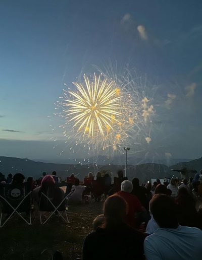 Fireworks over ski slopes at Sugar Mountain Ski Resort.