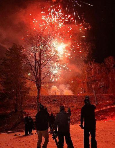 People watching fireworks on ski slope near Boone, NC.
