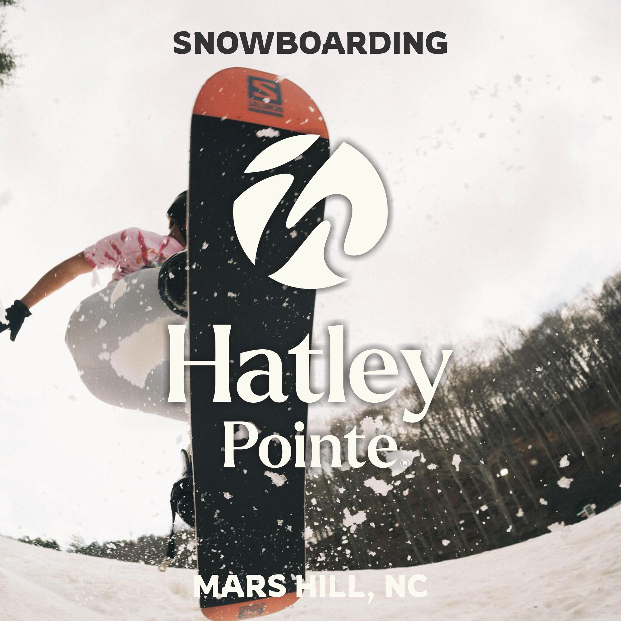 Family snowboarding at Hatley Pointe resort