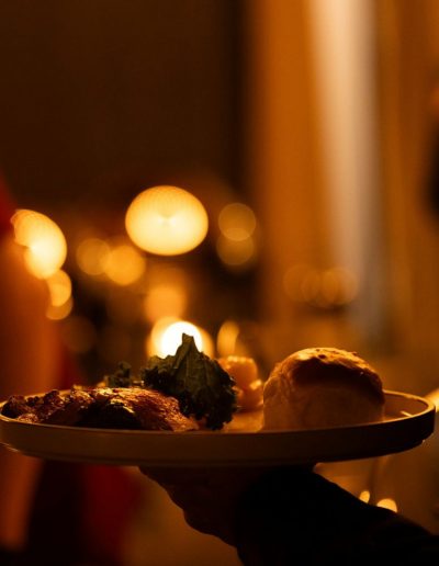 Dining area inside Hatley Pointe ski lodge