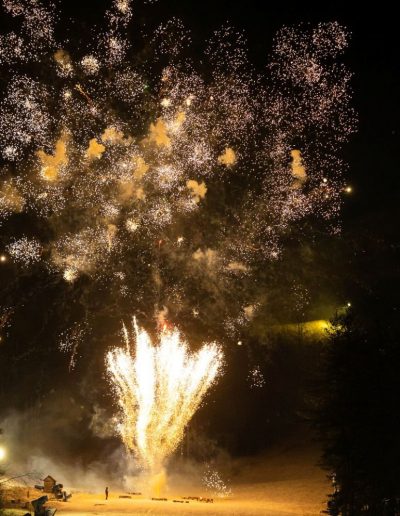Cozy fireplace inside Hatley Pointe lodge