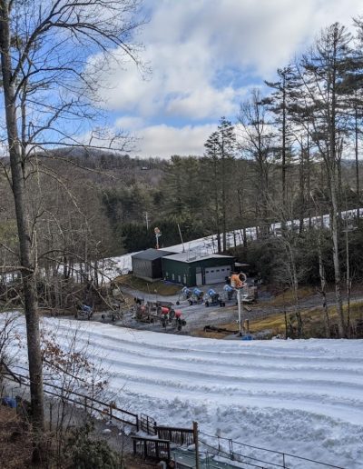 Snow tubing lanes at snow tube hill near Greenville, SC.