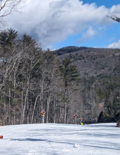 Person with snowboard at ski resort near Greenville, SC.