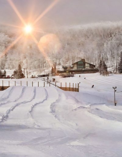 Snow tubing lanes at snow tubing park in Boone, NC.