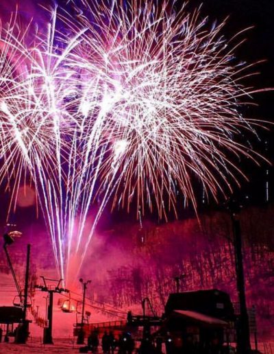 Fireworks at ski resort for new years event in Boone, NC.