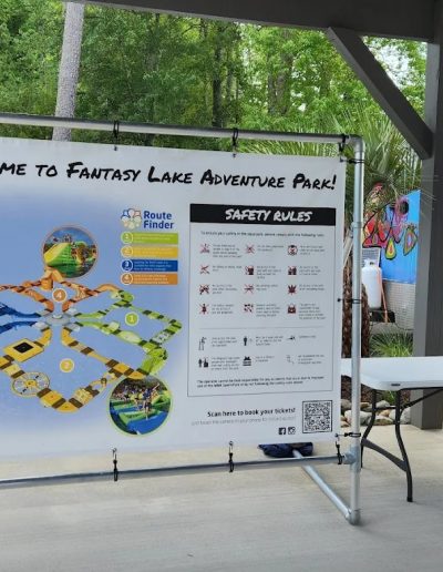 Lake inflatable obstacle course at Fantasy Lake Adventure Park near Raleigh Durham