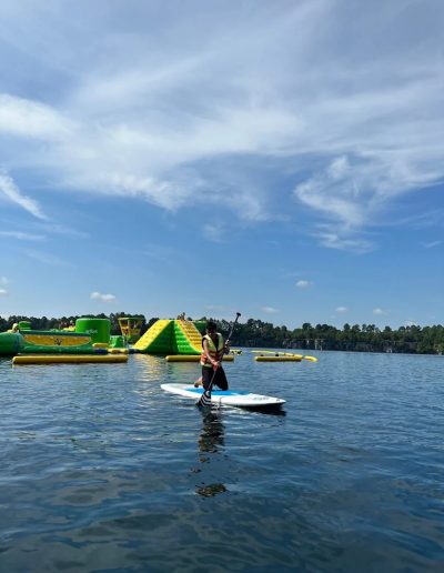 Paddleboarding on Fantasy Lake quarry lake near Raleigh