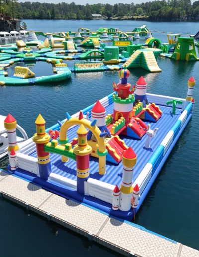 Wake Forest NC outdoor water park with inflatables and splash pad