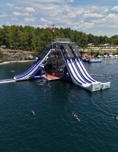 Fantasy Lake inflatable water park in Wake Forest NC with floating obstacle course