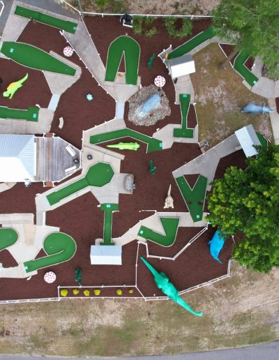 Overhead view of putt putt course at Camp Clearwater in Elizabethtown, NC.