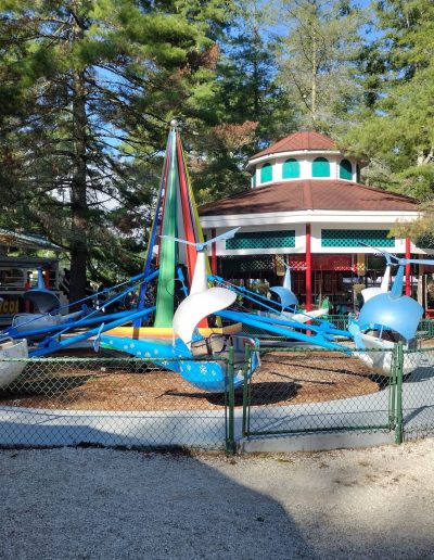 Blue helicopter ride at Santa’s Land Fun Park in Cherokee, NC