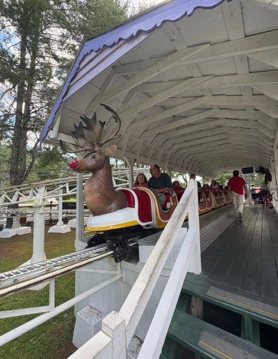 Passengers boarding the Rudicoaster at Santa’s Land in Cherokee, NC