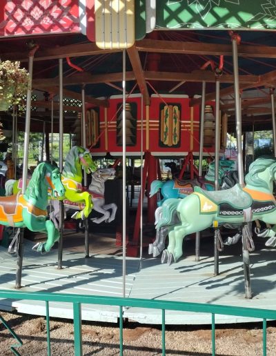 Colorful carousel horses at Santa’s Land in Cherokee, NC