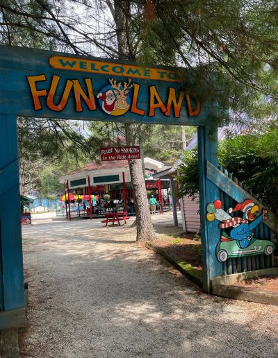 Fun Land entrance arch at Santa’s Land in Cherokee, NC