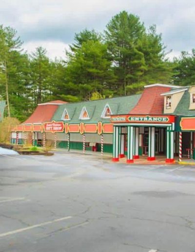 Santa's Land Fun Park and Zoo entrance buildings in Cherokee, North Carolina