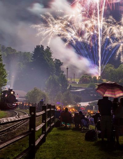 Fireworks over Tweetsie Railroad in Blowing Rock, North Carolina