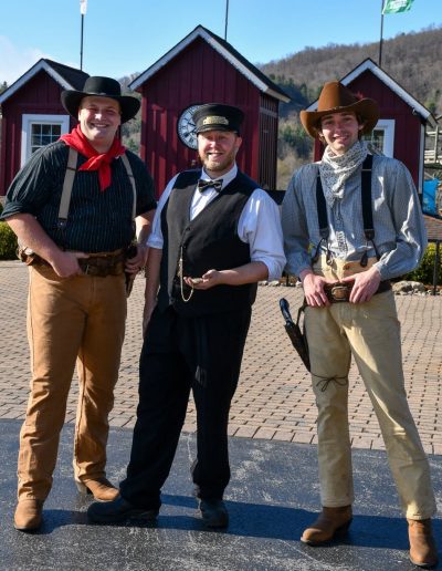 Costumed Wild West performers at Tweetsie Railroad