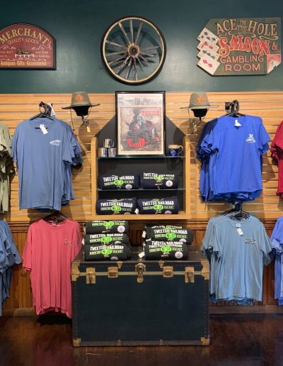 Tweetsie Railroad shirts and souvenirs in gift shop