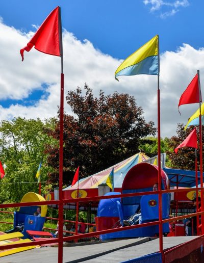 Colorful helicopter ride at Tweetsie Railroad