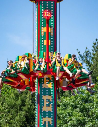 Bullwhip amusement ride in motion at Tweetsie Railroad