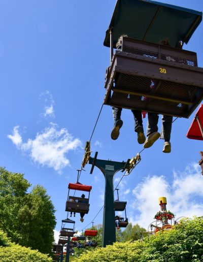 Chairlift climbing Miners Mountain at Tweetsie Railroad