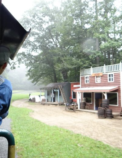 View from the Tweetsie Railroad train at the Wild West town