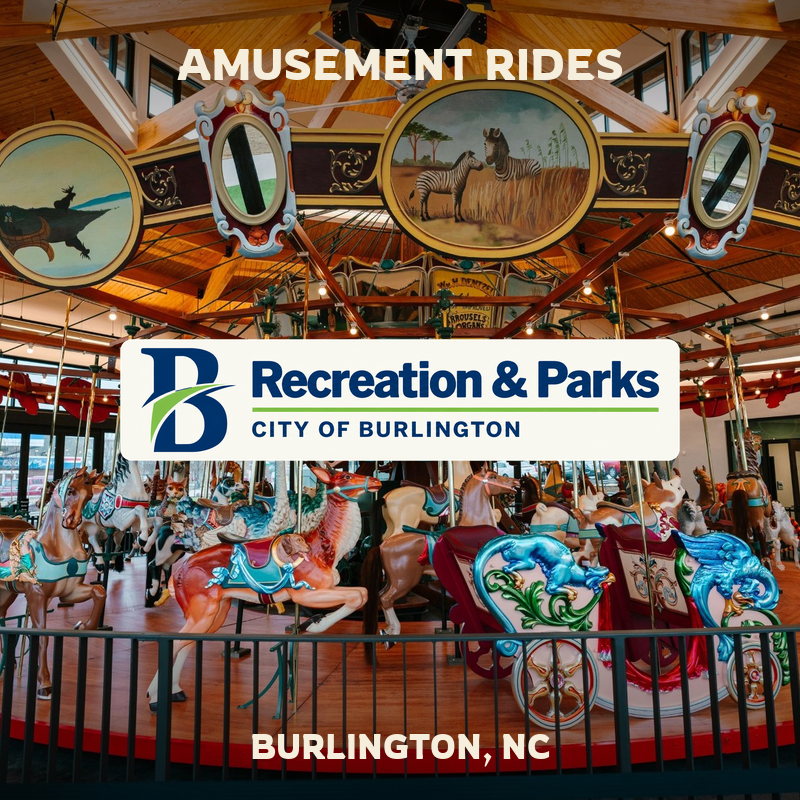 Amusement rides at Burlington City Park in Burlington, North Carolina.