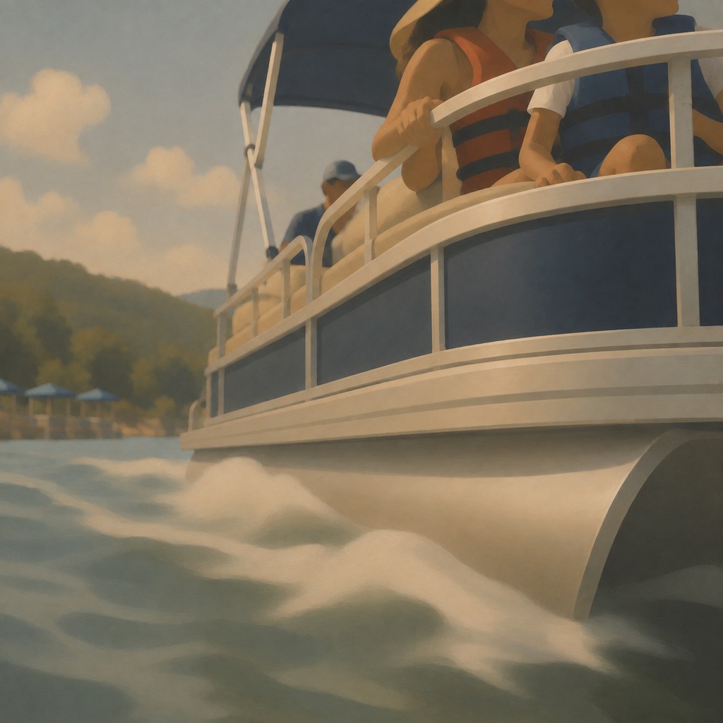 Close-up action view of guests boating on an Appalachian lake