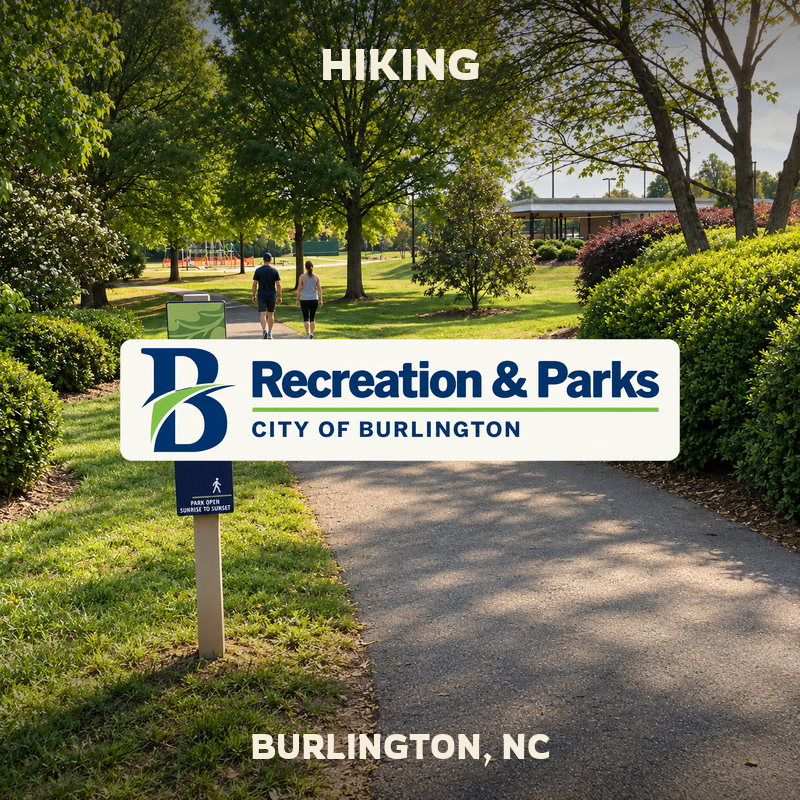 Hiking at Burlington City Park in Burlington, North Carolina.