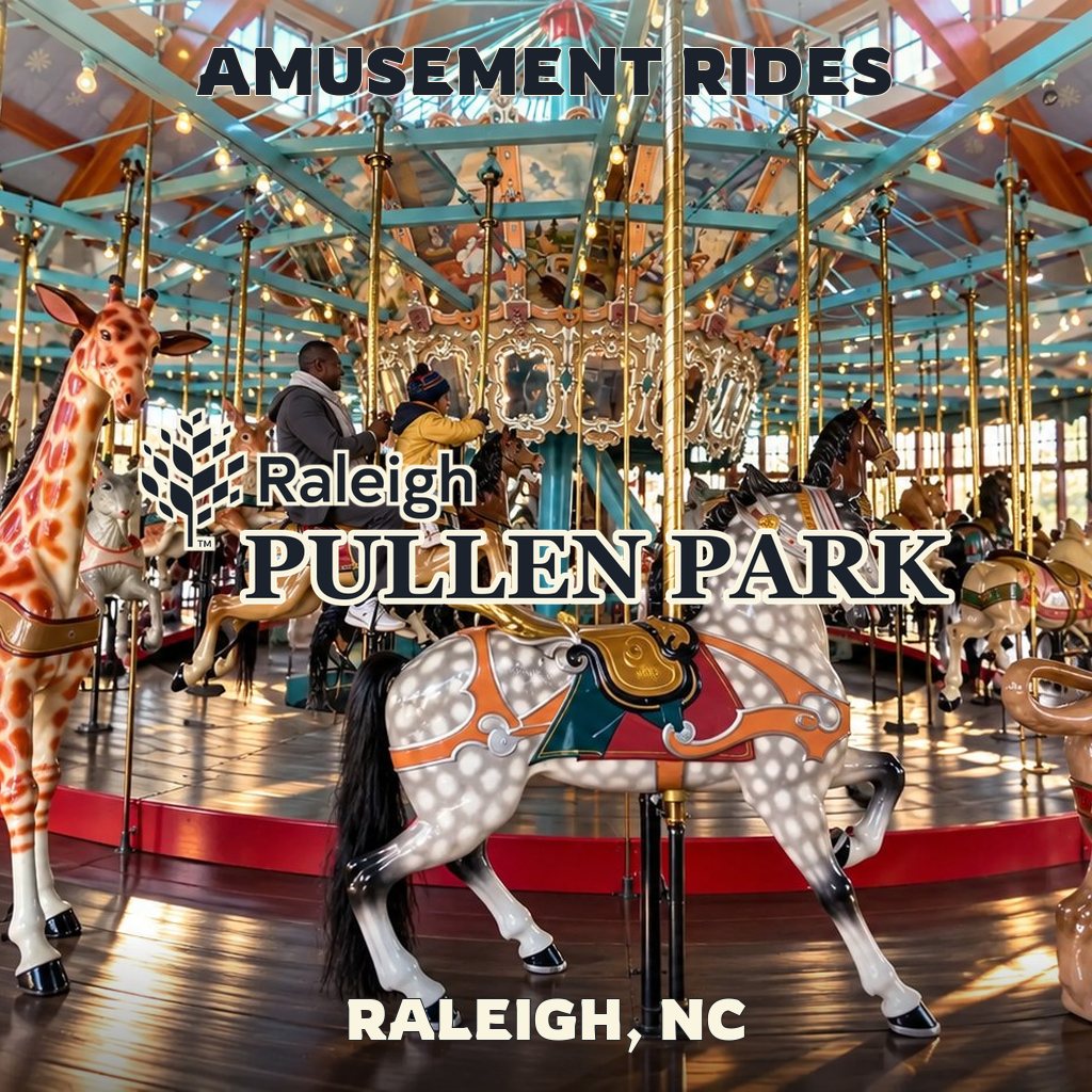 Amusement rides at Pullen Park in Raleigh, NC