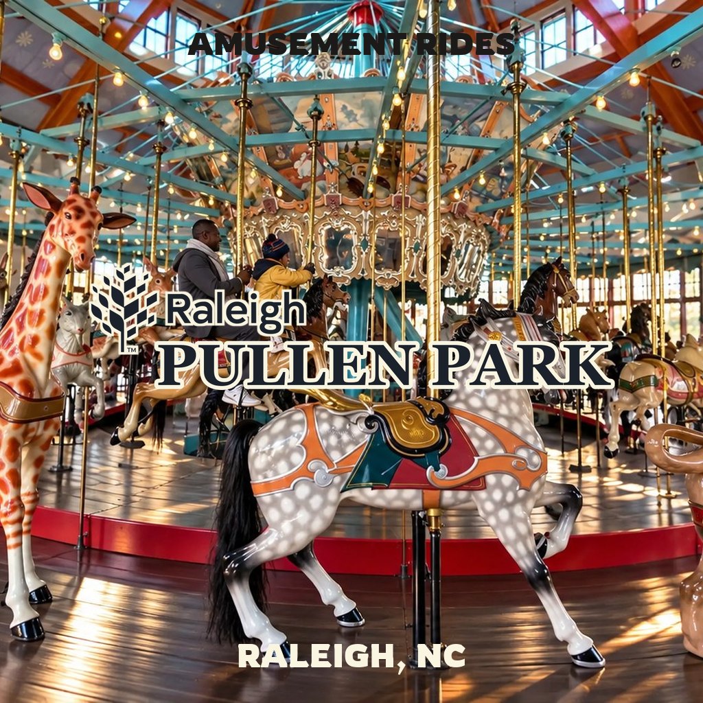 Carousel at Pullen Park in Raleigh, NC, with Amusement Rides featured image lettering