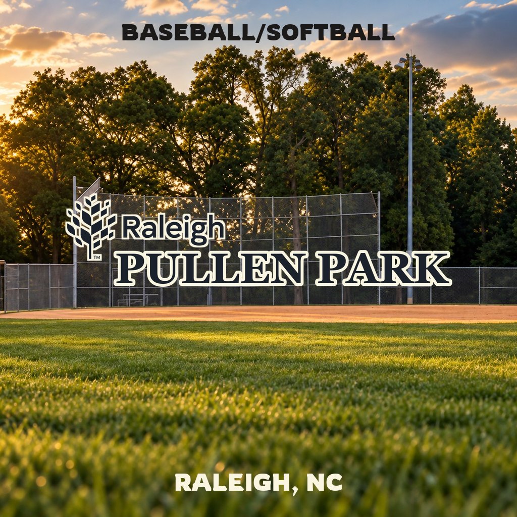 Baseball field at Pullen Park in Raleigh, NC, with Baseball/Softball featured image lettering