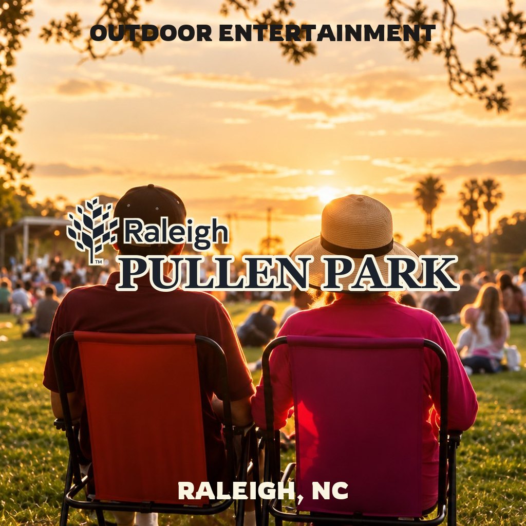Outdoor entertainment at Pullen Park in Raleigh, NC, with activity featured image lettering