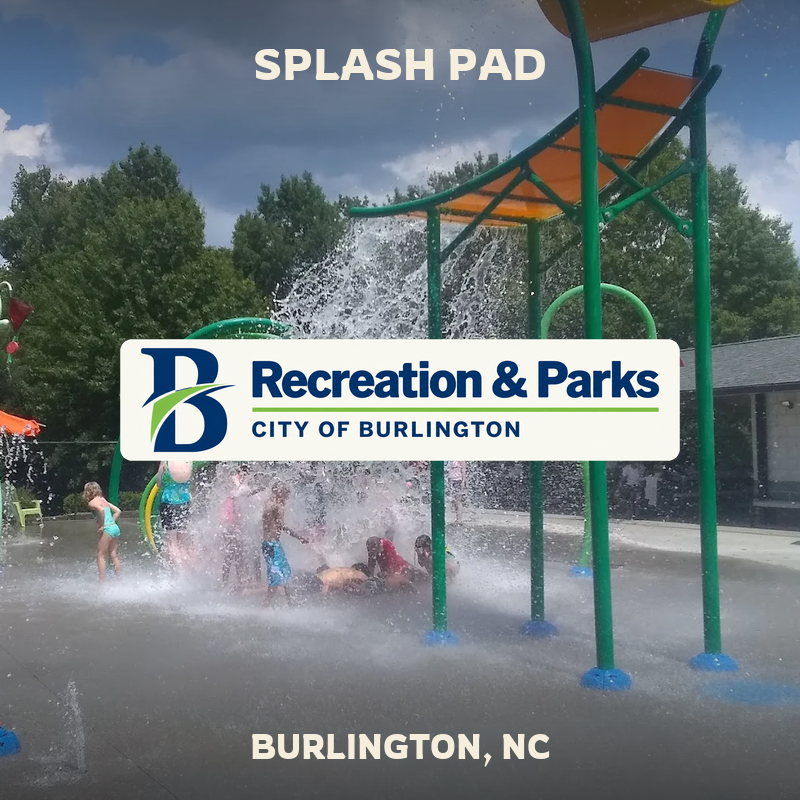 Splash Pad at Burlington City Park in Burlington, North Carolina.
