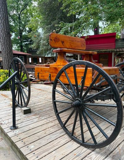 Orange wooden wagon at Deadwood near Williamston, NC