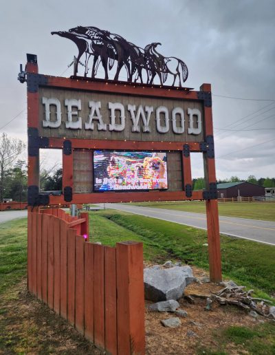 Roadside Deadwood entrance sign near Williamston, NC