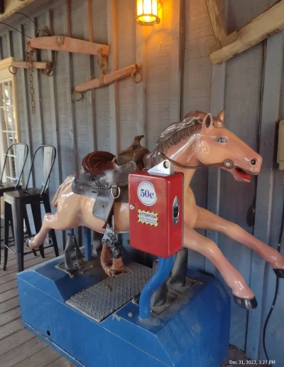 Coin-operated horse ride at Deadwood near Williamston, NC