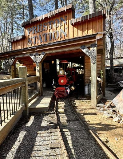 Deadwood Junction train station and locomotive near Williamston, NC